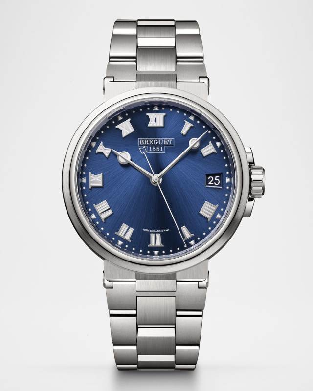 40mm Titanium Marine Automatic Blue Dial Watch with Bracelet Strap